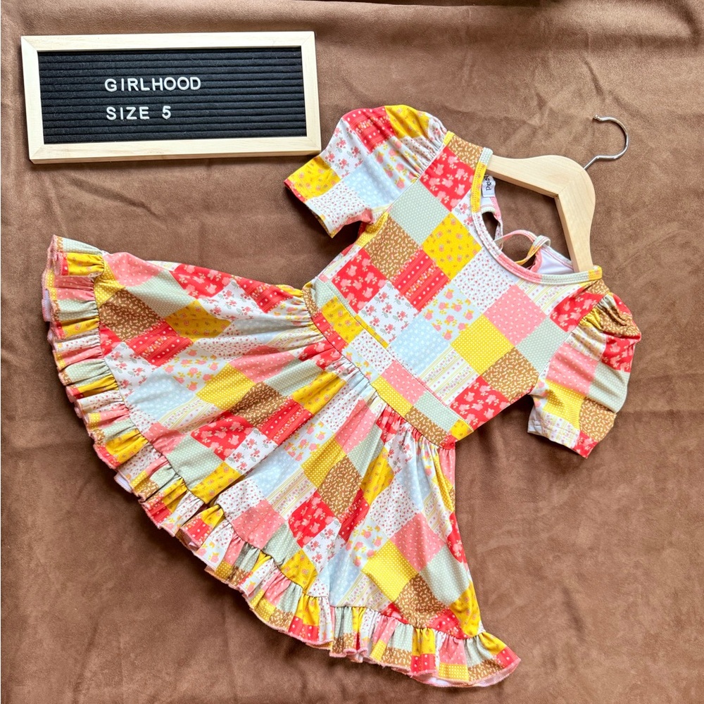 Girlhood Patchwork Print Twirl Dress